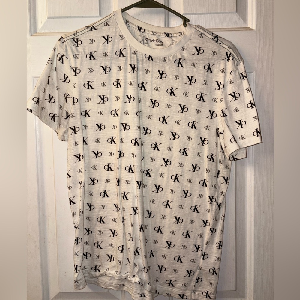 Calvin Klein Monogram Print Tee in White